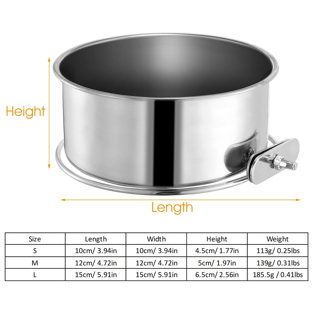 Dog Bowl for Crates, Stainless Steel Hanging Bowl with Clamp, M – image 8