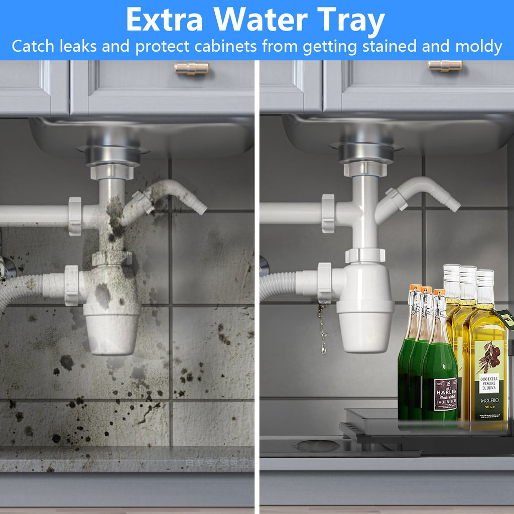 Under Sink Organizer, L-Shaped 2-Tier Pull-Out Sliding Drawer – image 4