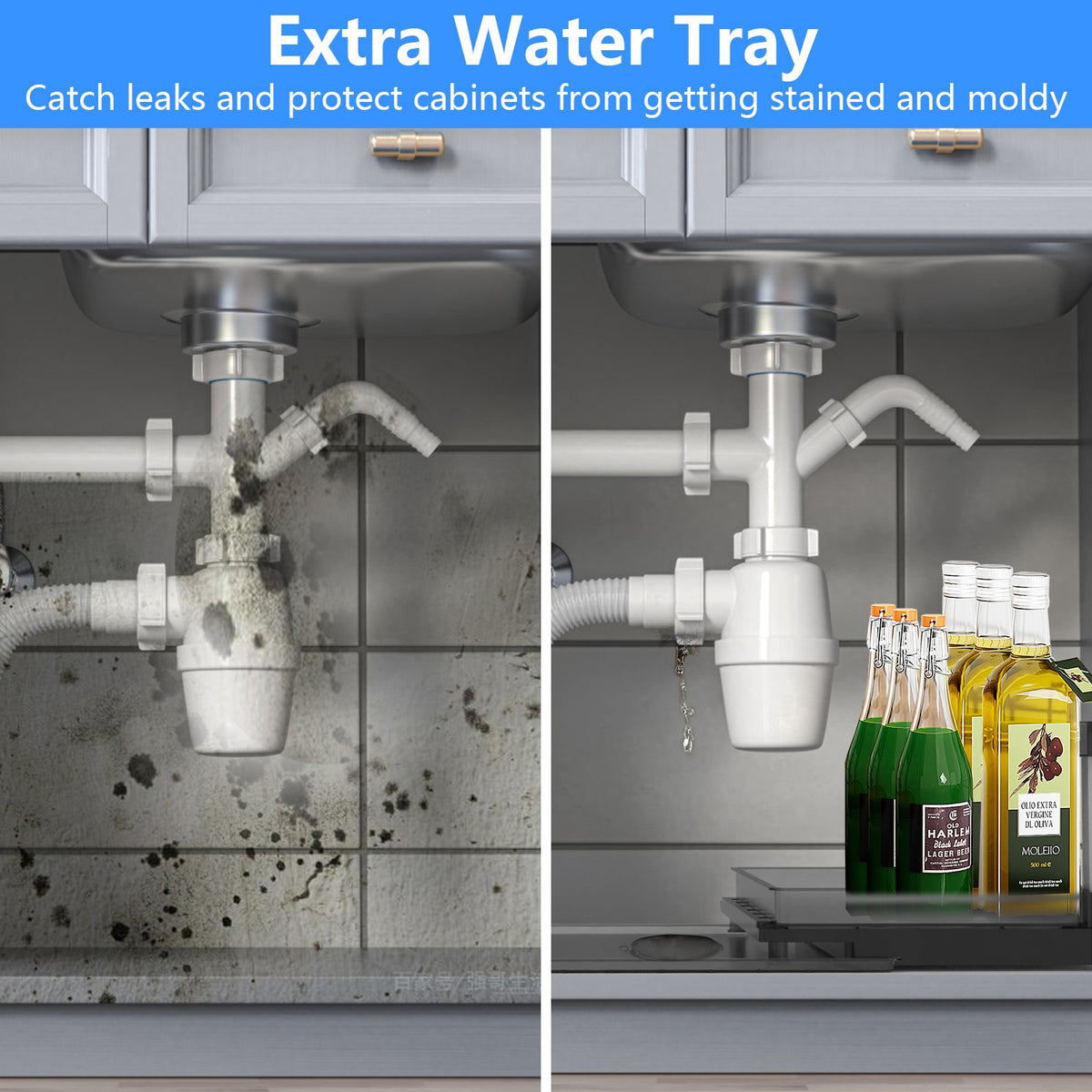 Under Sink Organizer, L-Shaped 2-Tier Pull-Out Sliding Drawer – image 4
