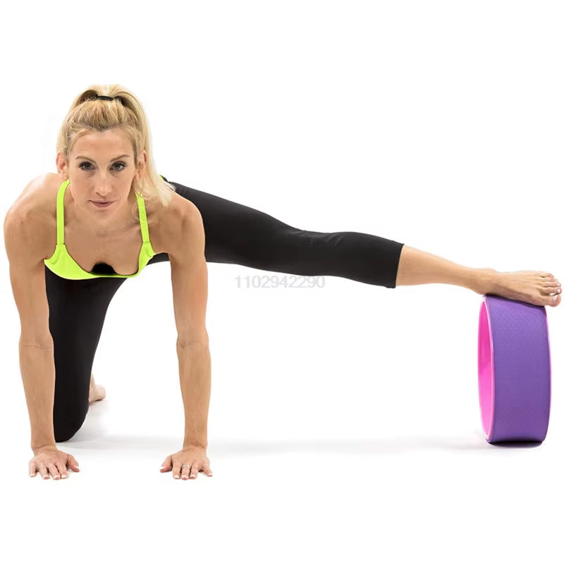 12" Yoga Wheel Back Roller Deep Tissue Massager Yoga Stretching Equipmen for Back Pain Relief Improving Yoga Poses Relaxation