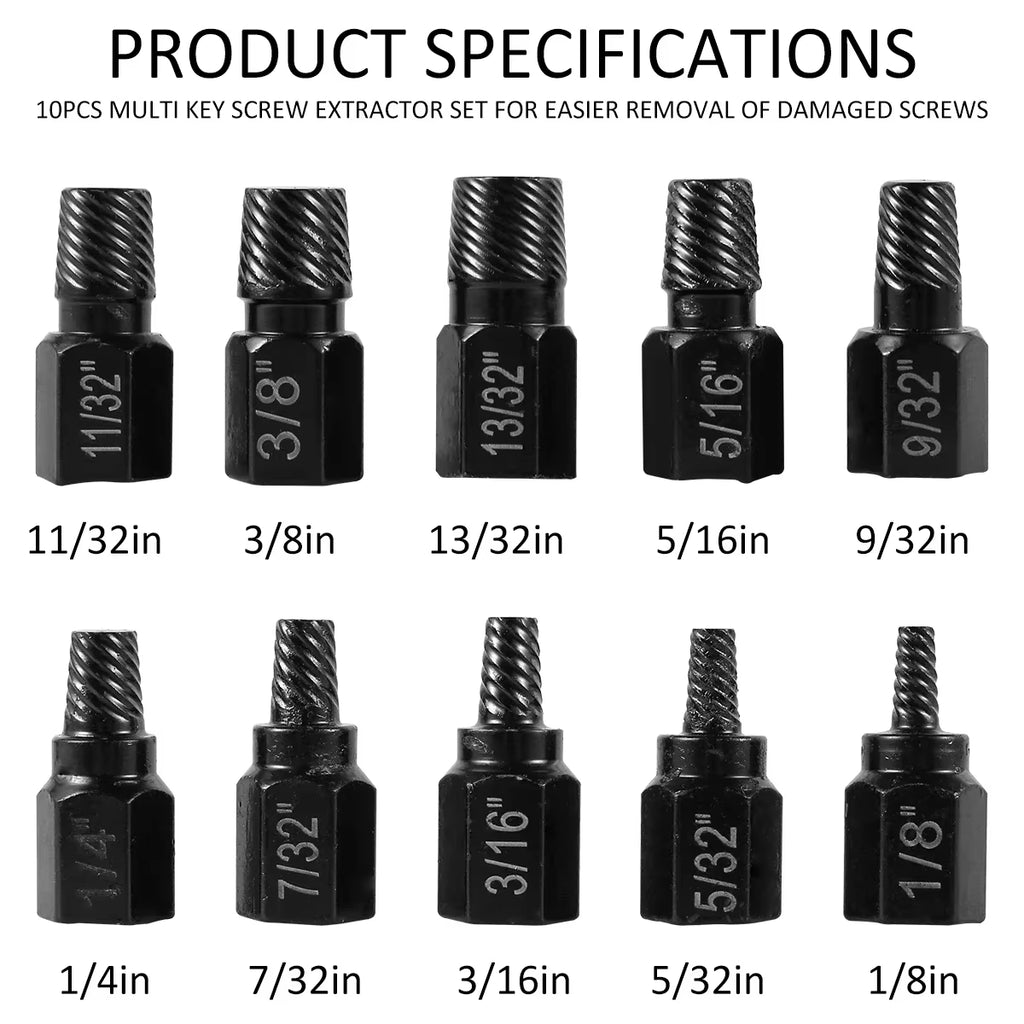 10-Piece Screw Extractor Set - Stripped & Broken Bolt Remover Bits – image 7