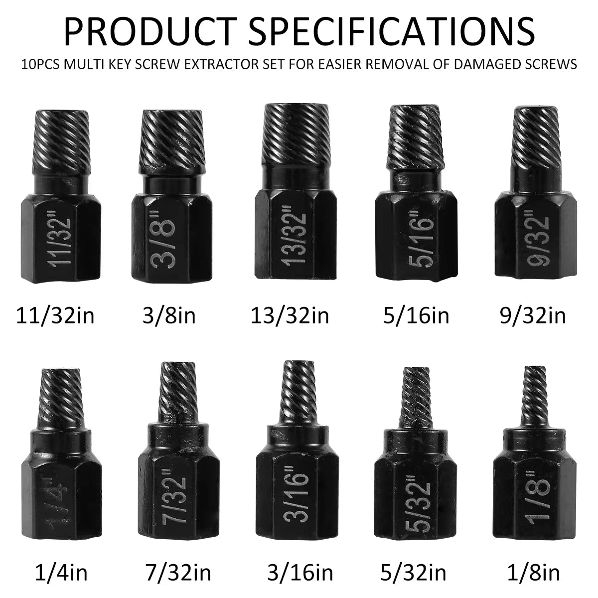 10-Piece Screw Extractor Set - Stripped & Broken Bolt Remover Bits – image 7
