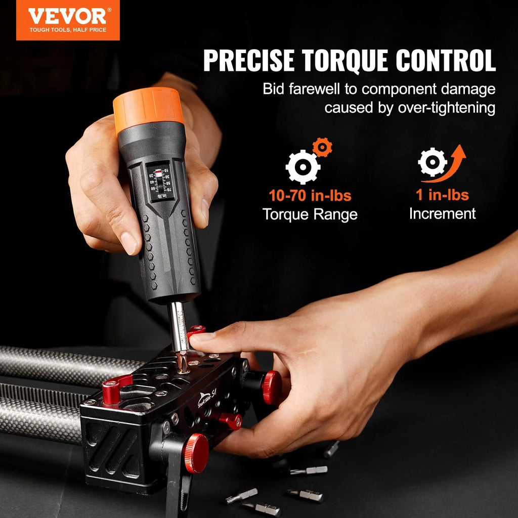 Torque Screwdriver Set 10-70 In-lbs with 12 Bits and Case