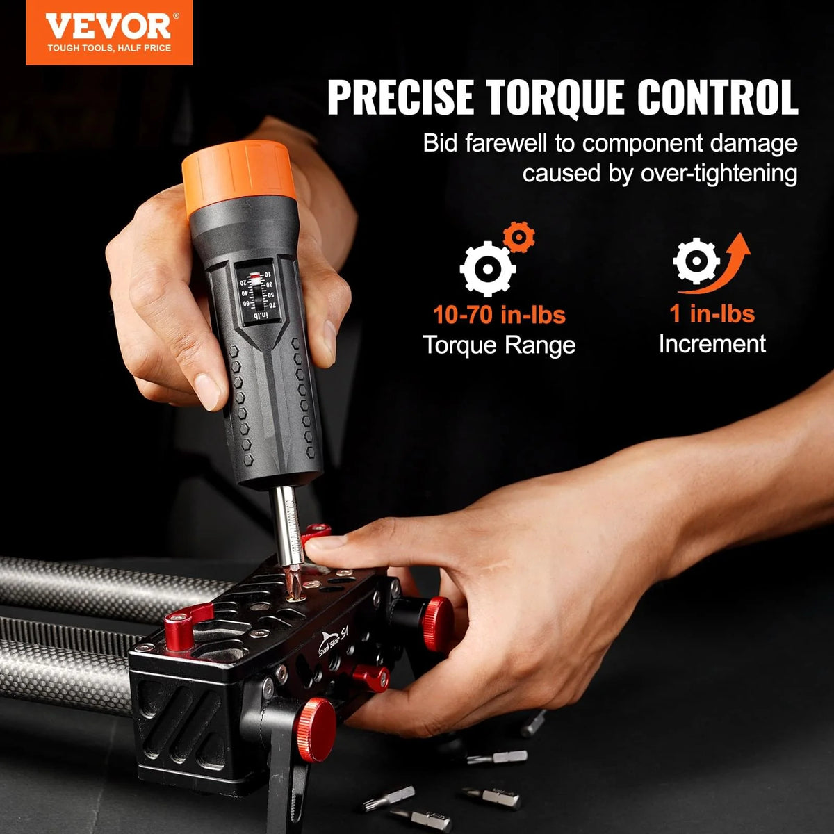 Torque Screwdriver Set 10-70 In-lbs with 12 Bits and Case
