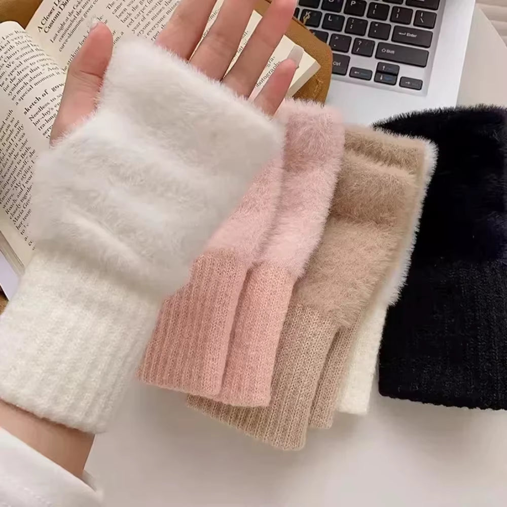 Fingerless Gloves for Women - Plush Knit Winter Wrist Warmers – image 5
