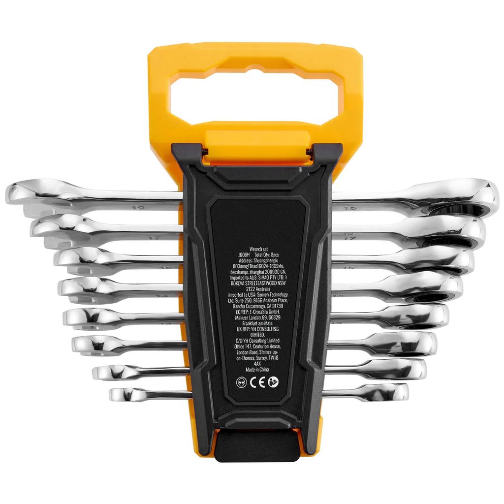 Ratcheting Wrench Set 8 Pcs – Metric 8–19 mm with Rack – image 9