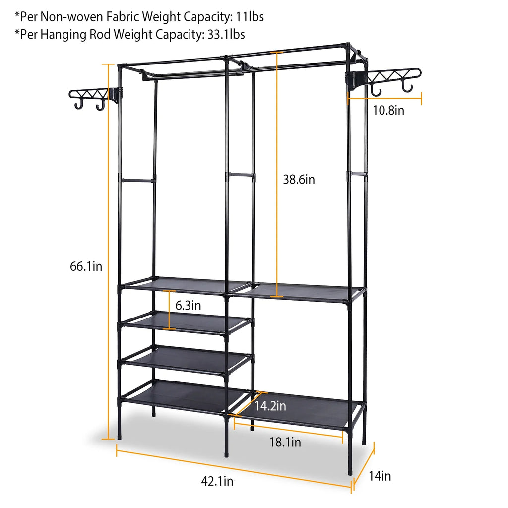 Garment Rack with Shelves – Freestanding Metal Clothes Organizer – image 7