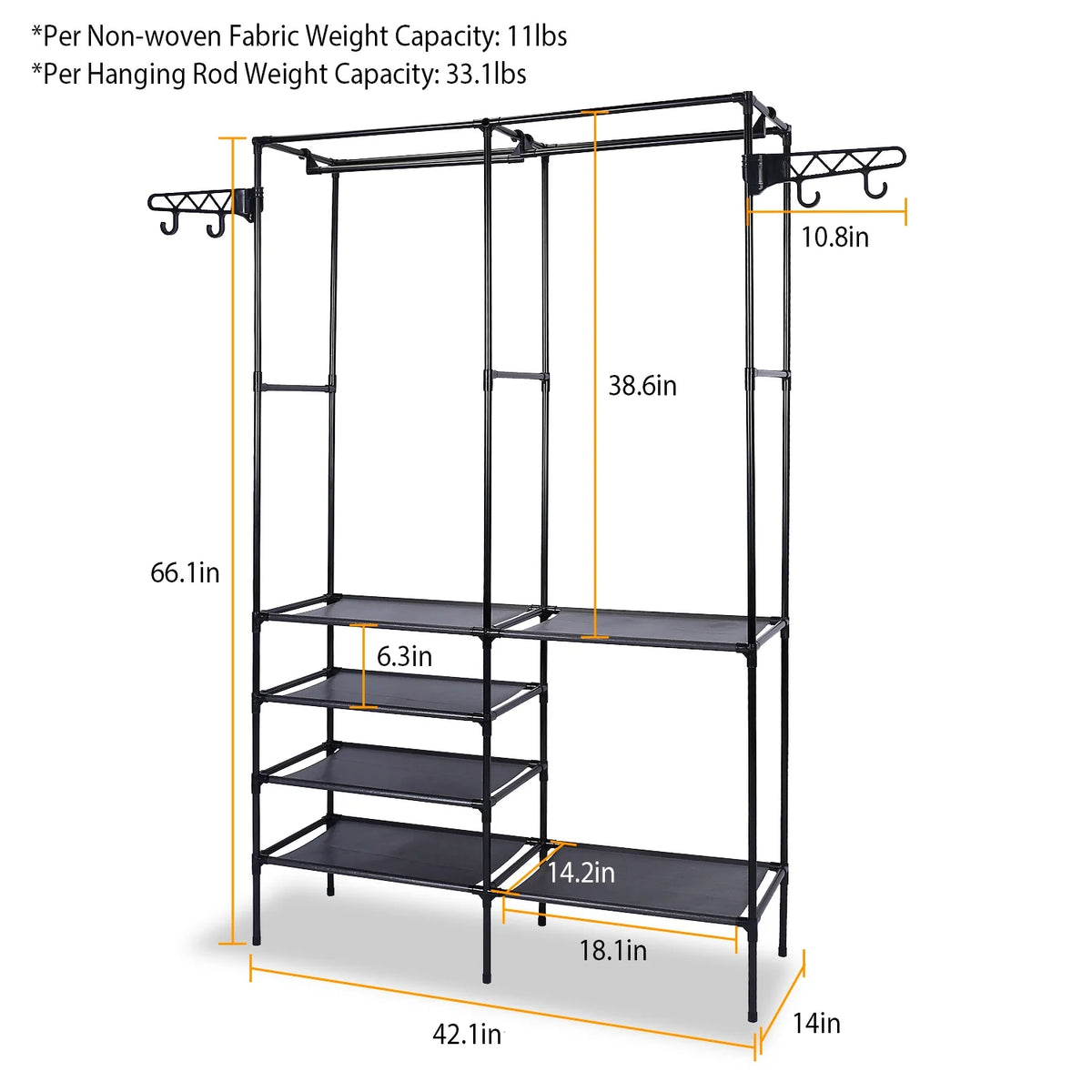Garment Rack with Shelves – Freestanding Metal Clothes Organizer – image 7