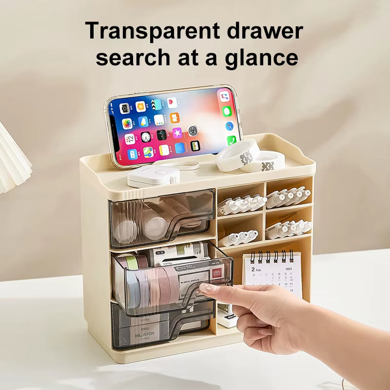 Desk Organizer Caddy with Pen Holder and 3 Drawers – image 2