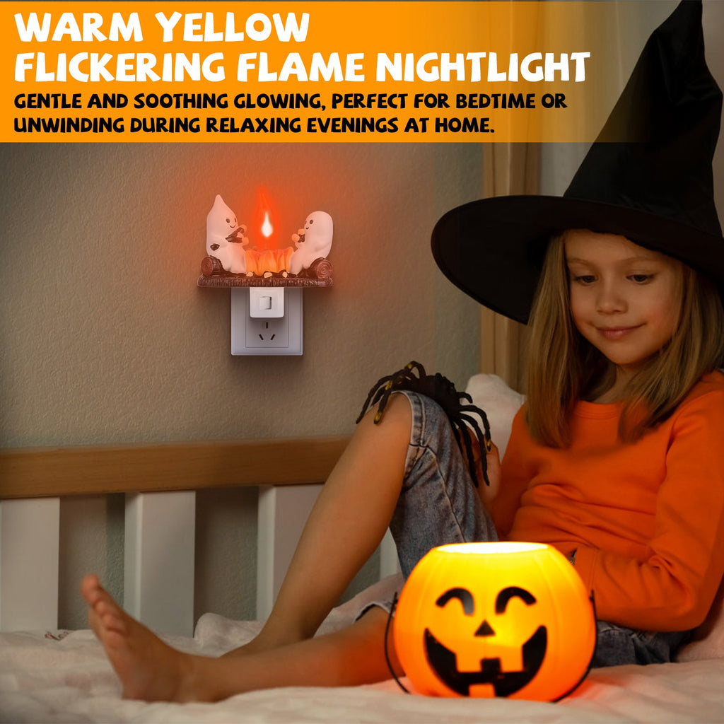 Ghost Campfire Night Light, Flickering Flame Halloween Decor 2 Pack – image 5