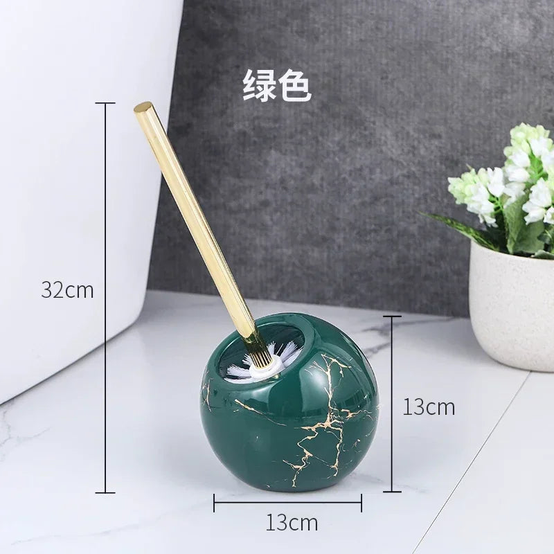 Toilet Brush with Marble-Look Ceramic Holder – image 9