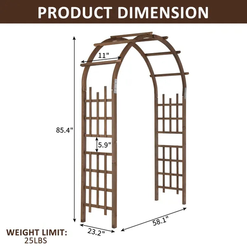 7 Ft Wooden Wedding Arch Arbor With Side Trellis, Dark Brown – image 14