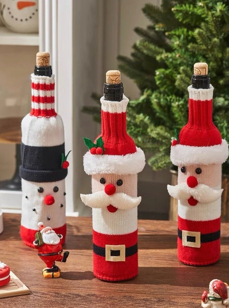 Knitted Christmas Wine Bottle Covers – Set of 3 – image 2