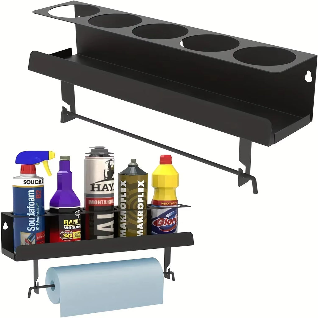 Wall Mount Spray Can Holder Rack, Steel Garage Bottle Organizer – image 3