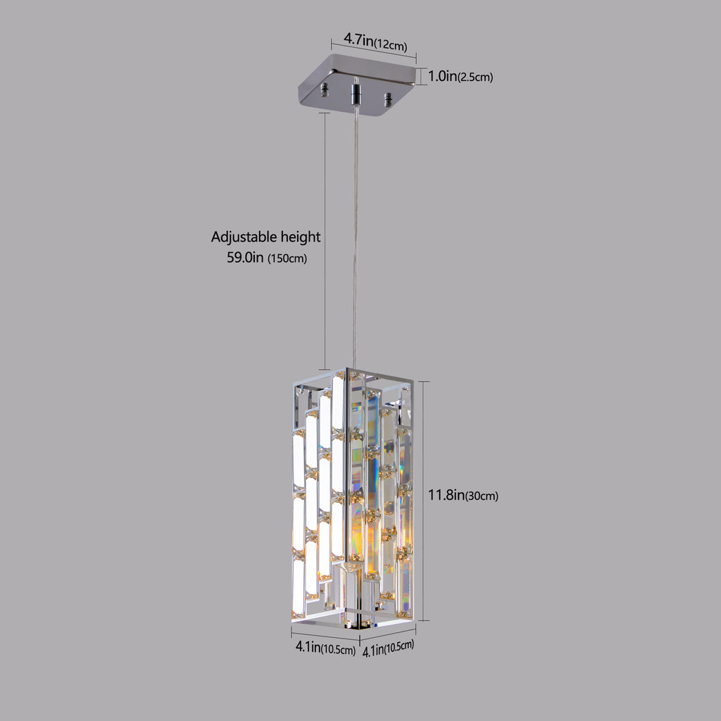 Crystal Mini Pendant Lights, Set of 3, Chrome Kitchen Island Lights