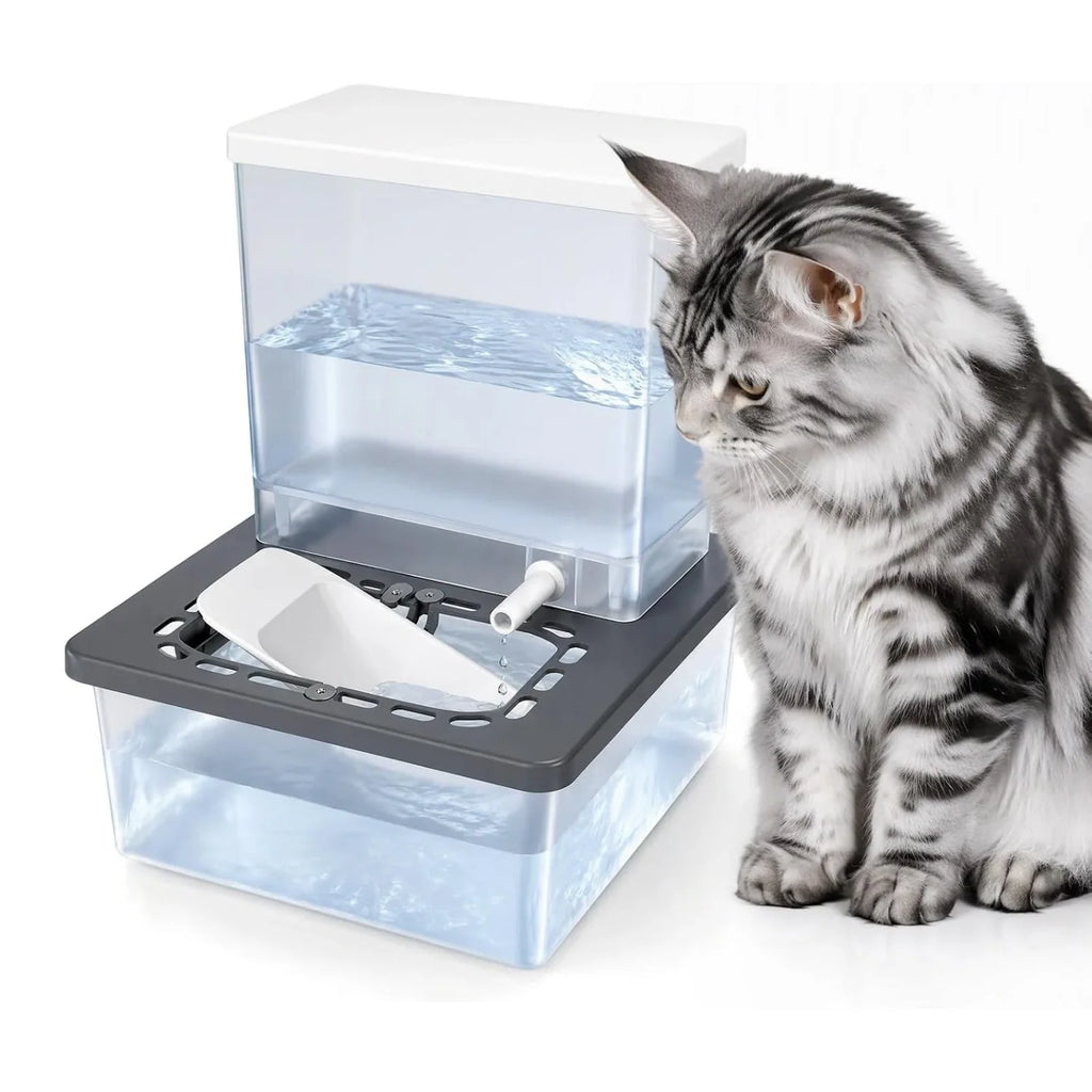 Pet Water Fountain, No-Pump Drinking Bowl with Clean Water Separation