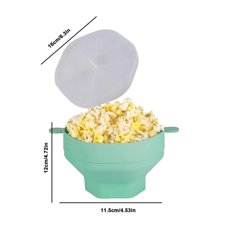 Collapsible Silicone Microwave Popcorn Popper Bowl with Lid – image 7
