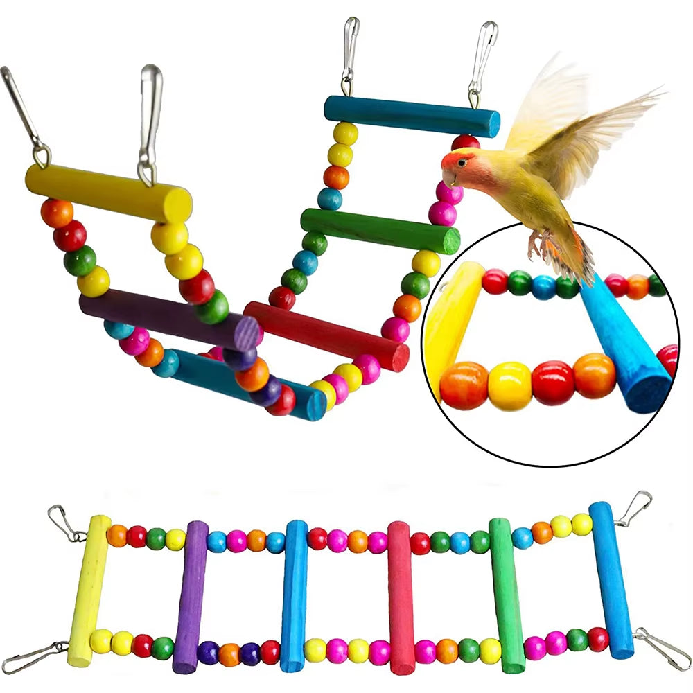 Bird Toy Set 7-Piece - Parrot Swing, Ladder, Mirror and Bell Cage Toys – image 5