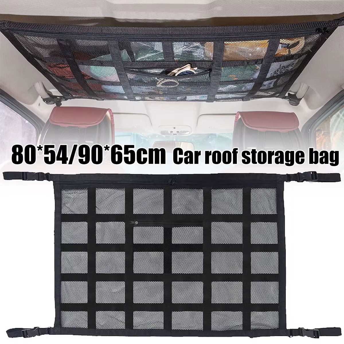 Car Ceiling Cargo Net – Roof Storage Mesh Organizer – image 2