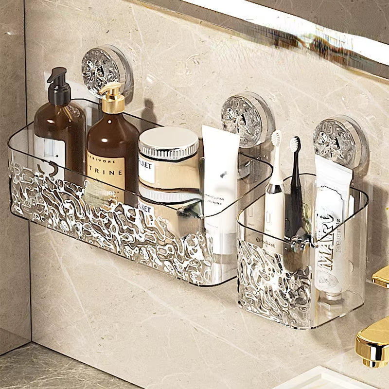 Suction Cup Shower Caddy – Glacier Pattern Bathroom Shelf – image 3
