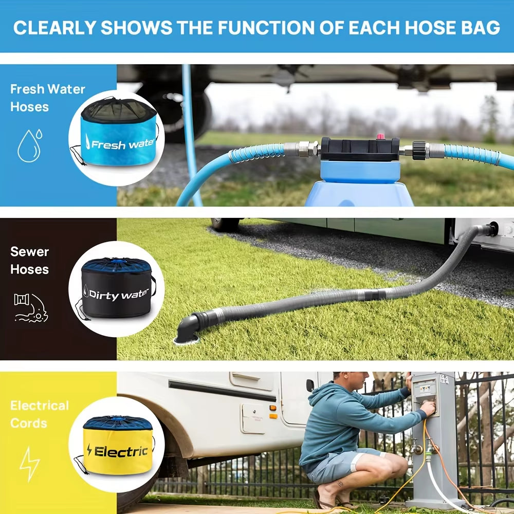 RV Hose Storage Bag Set, 3-Piece Waterproof
