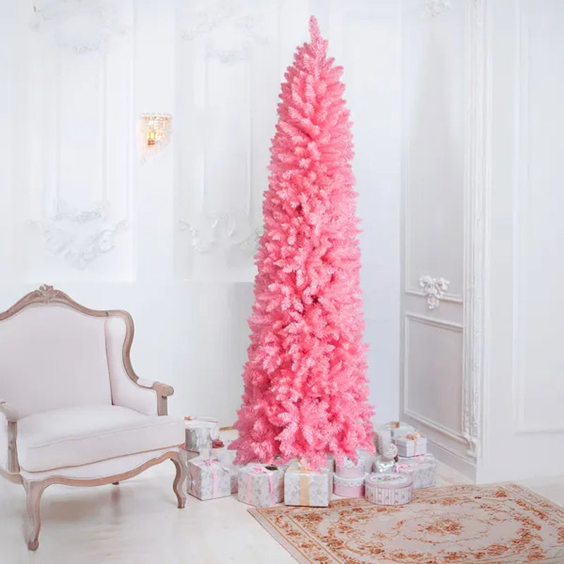 Artificial Christmas Tree 7.5ft Hinged Pencil Pine Unlit