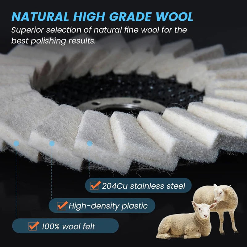 Wool Felt Polishing Wheel 2 Pack - Buffing Disc for Metal, Marble & Stone