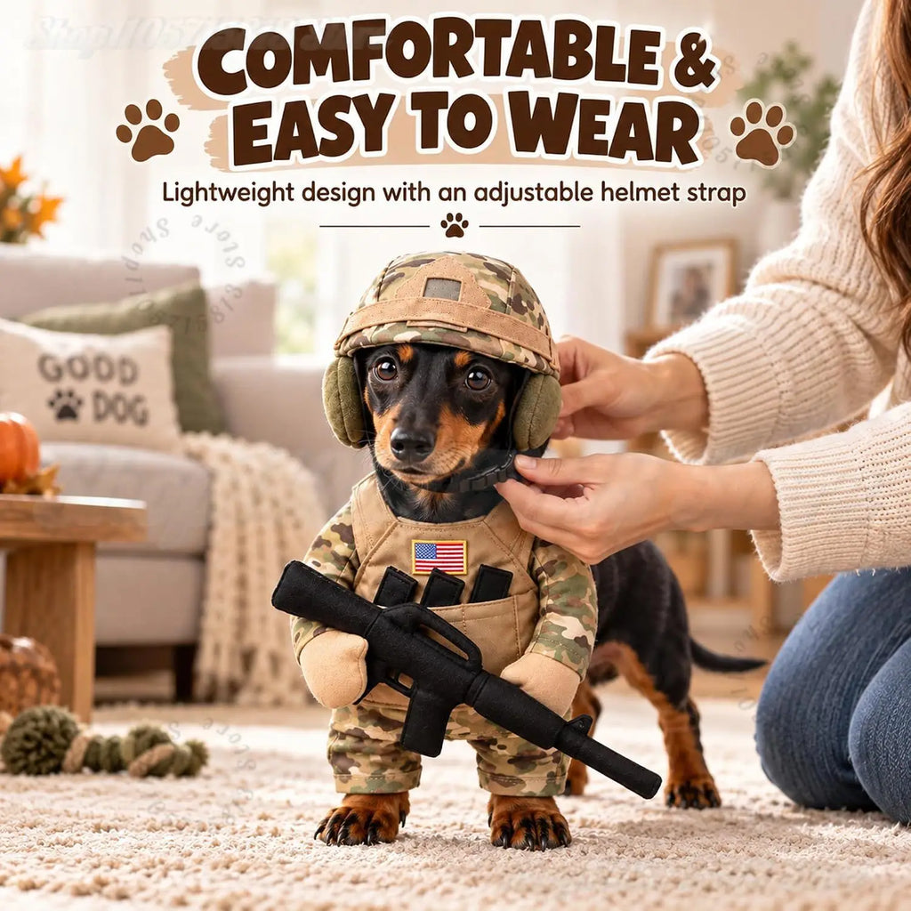 Dog Soldier Halloween Costume Tactical Harness with Helmet