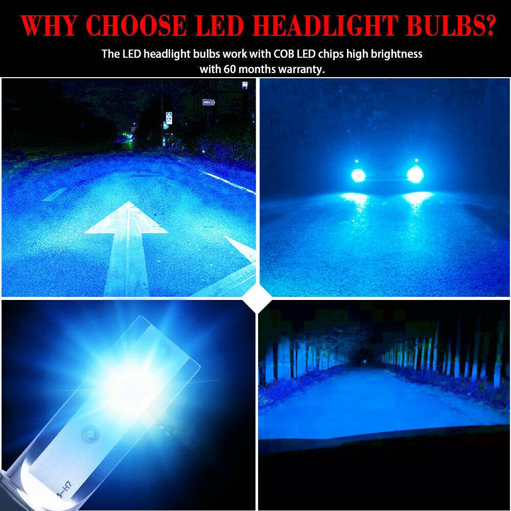 H7 LED Headlight Bulbs 2 Pack, 8000K Blue, High/Low Beam – image 5