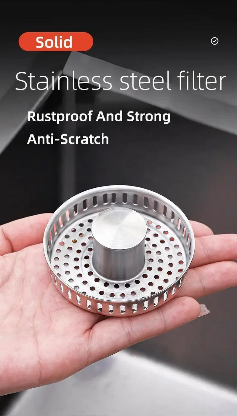 3-in-1 Stainless Steel Sink Strainer – Pop-Up Drain Stopper – image 6