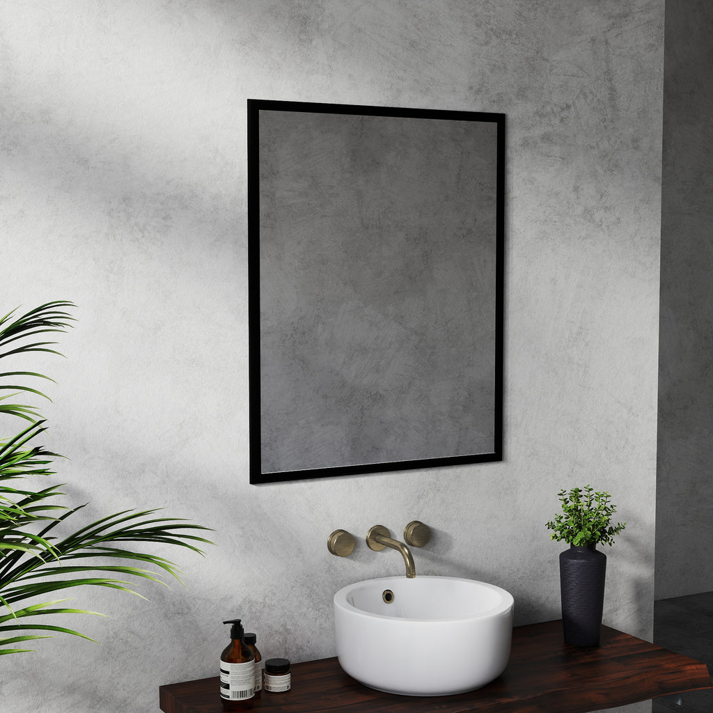 Bathroom Wall Mirror, 24 x 30 in Black Aluminum Frame – image 3