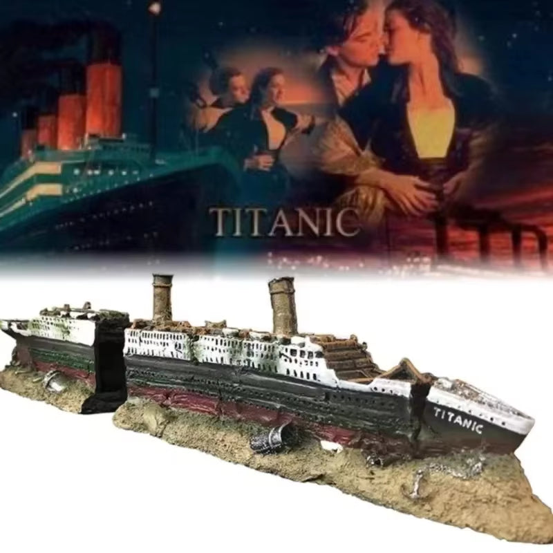 Sunken Shipwreck Aquarium Ornament, 15 in Resin Fish Tank Decor – image 2