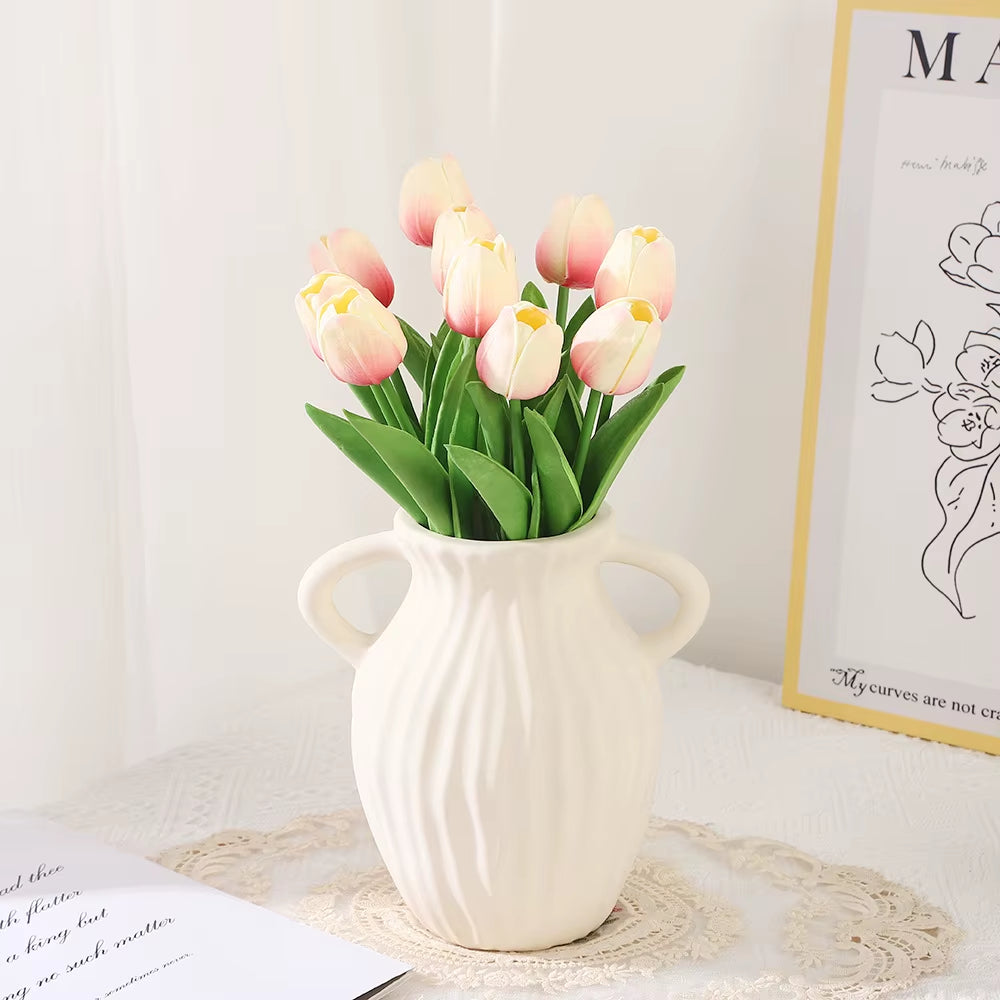 Artificial Tulips 10 Pack - Real Touch Fake Flowers