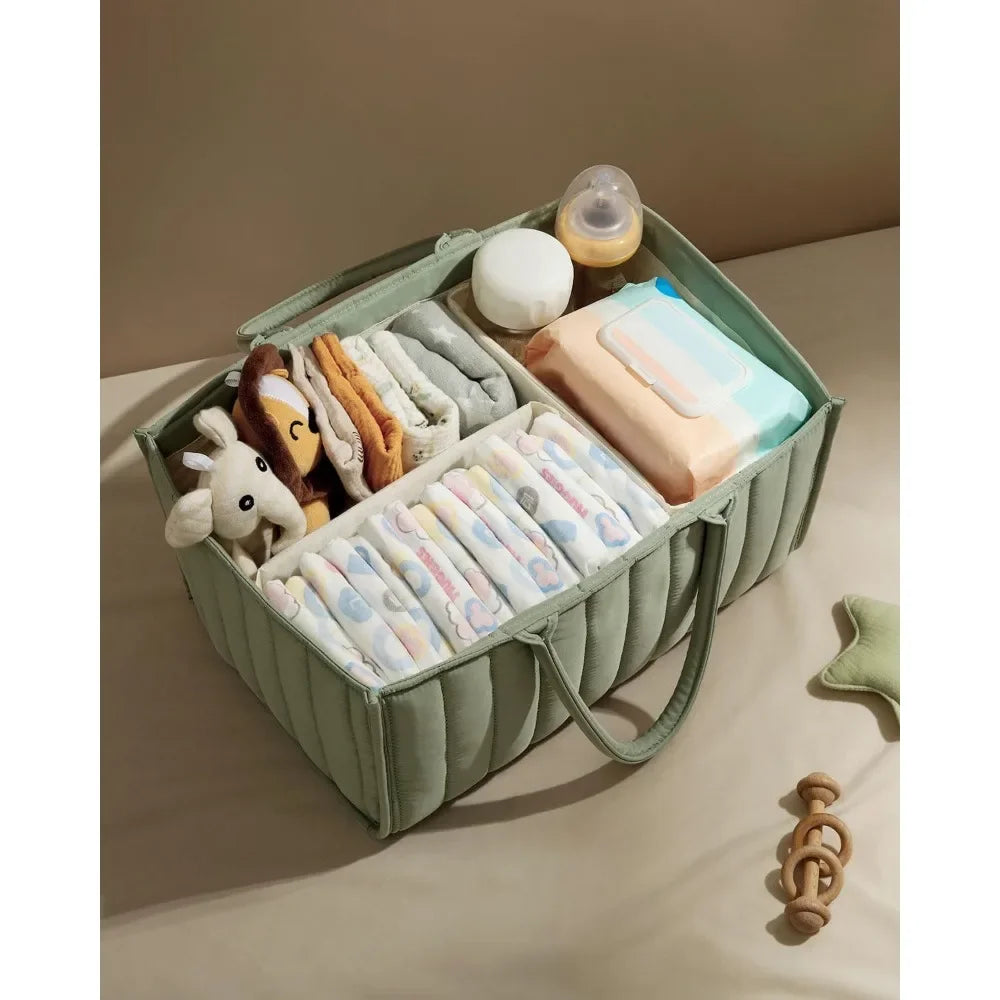 Light Green Diaper Caddy Tote for Changing Table and Car – image 5
