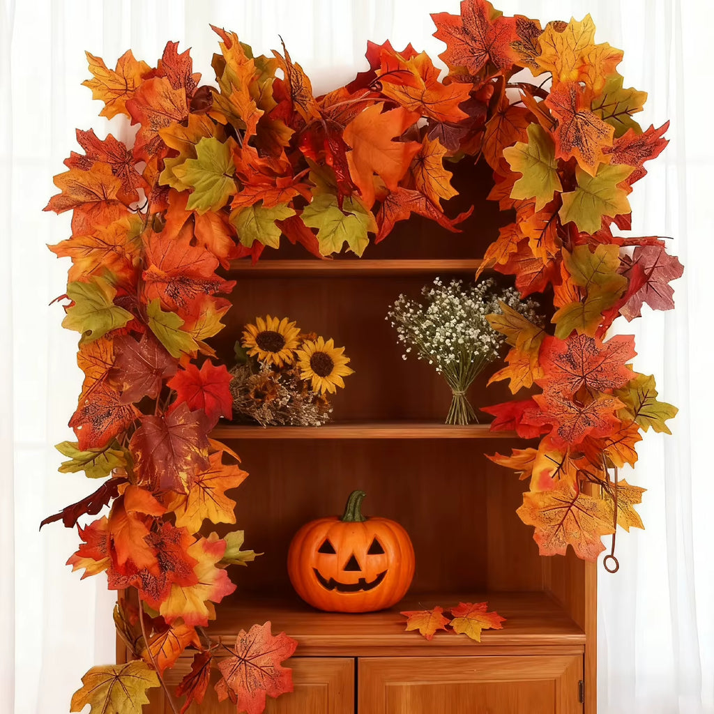 Fall Maple Leaf Garland 5.7ft - Artificial Autumn Vine, Thanksgiving – image 3