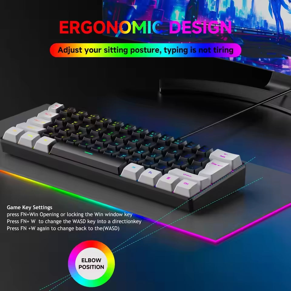 Mini Mechanical Keyboard – 61-Key Wired RGB Backlit Keyboard – image 3