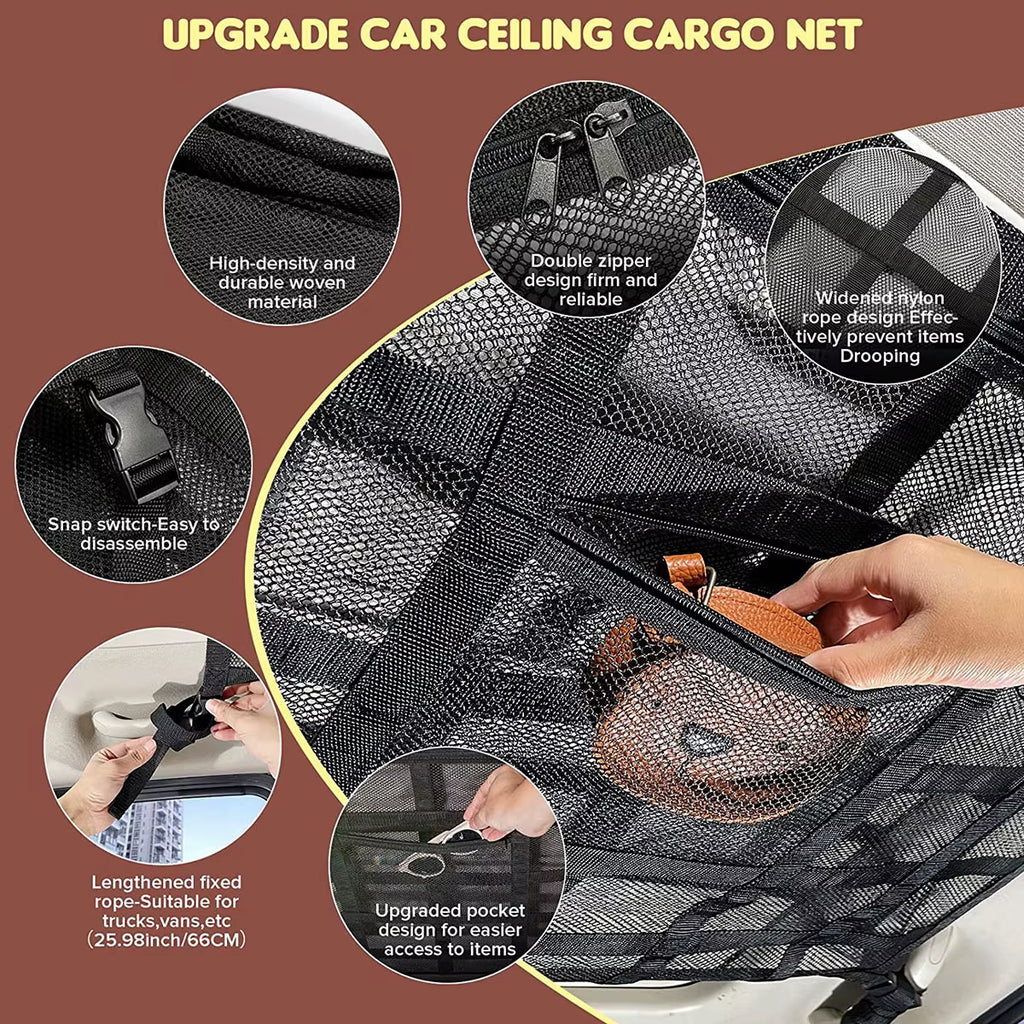 Car Ceiling Cargo Net – Roof Storage Mesh Organizer – image 5