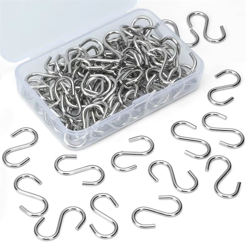 Mini S-Hook Ornament Hooks – 100 Pack with Storage Box – image 2