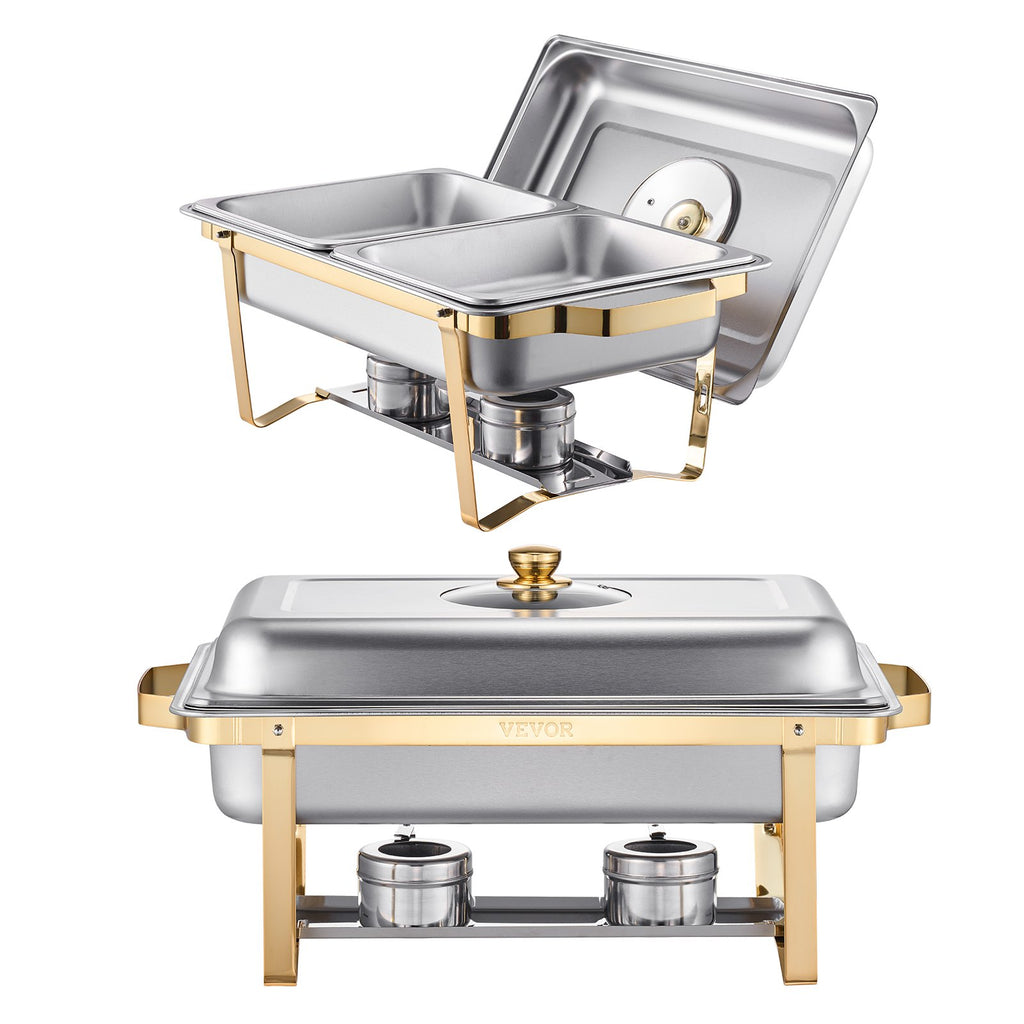 Gold Stainless Steel Chafing Dish Buffet Set, 4 Qt, 2 Pack – image 2