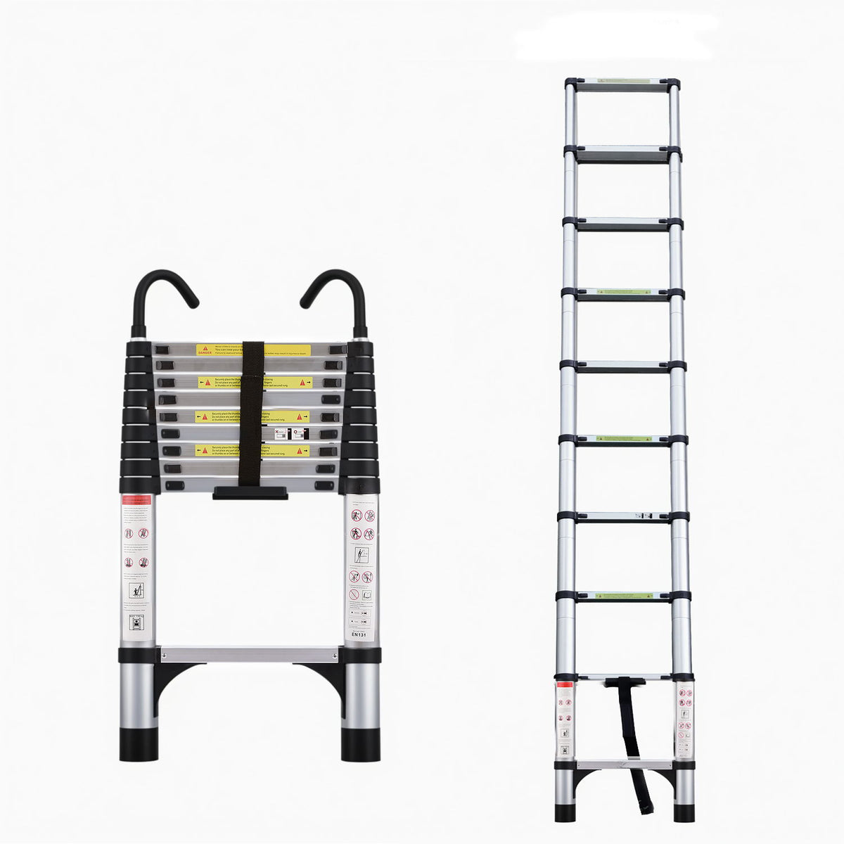 Construction Aluminum Telescopic Ladder, 9.5 ft Extendable
