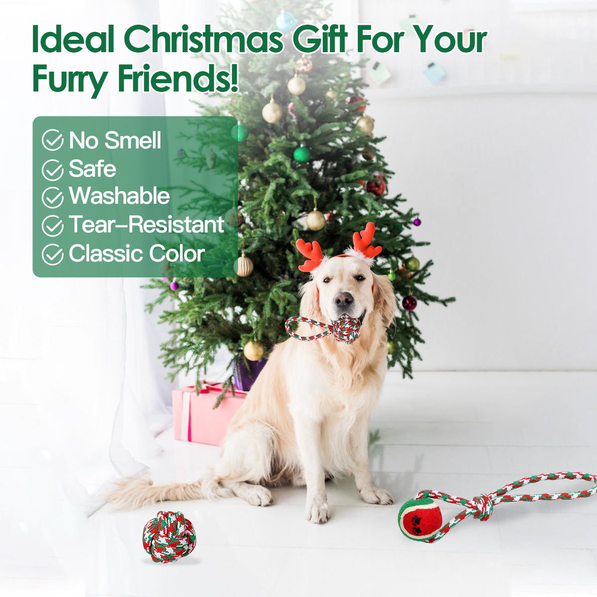 Christmas Dog Rope Toys 5 Pack Chew Toy Set for Puppies – image 7