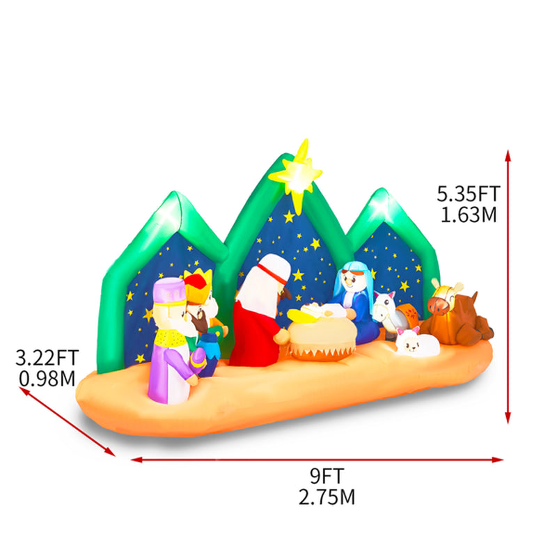 9 Ft Inflatable Nativity Scene With LED Lights for Yard Display – image 2