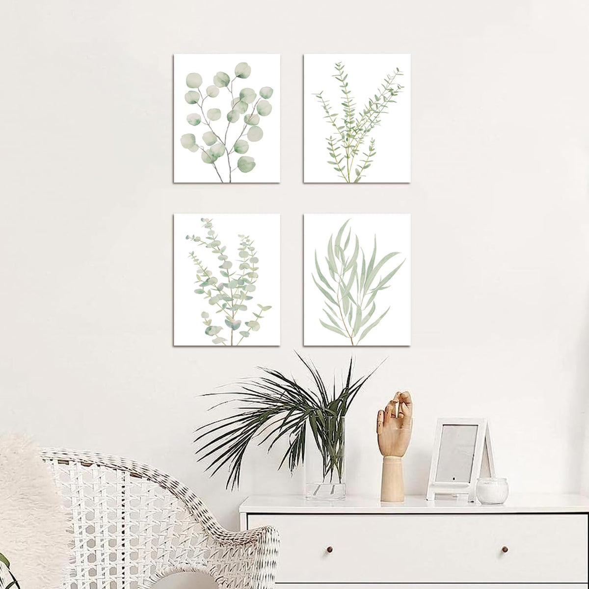 Botanical Framed Canvas Wall Art Set of 4, 8 x 10 Inch Prints