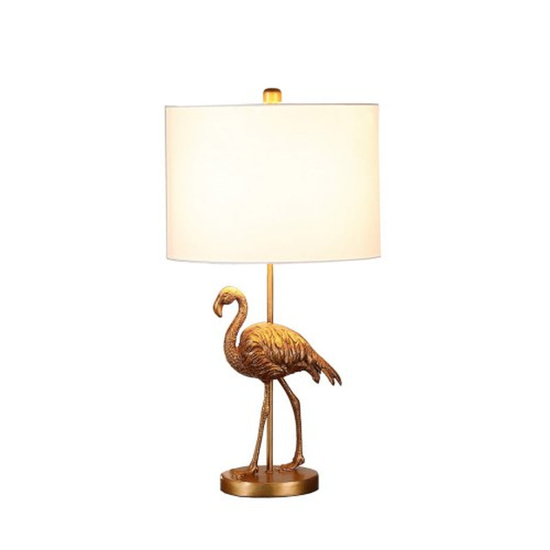 26 Inch Matte Gold Flamingo Table Lamp with White Linen Drum Shade – image 3