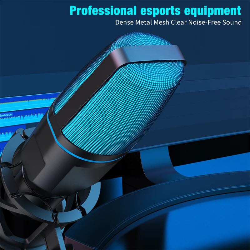 USB Condenser Microphone with RGB Light for Streaming and Podcasts – image 3