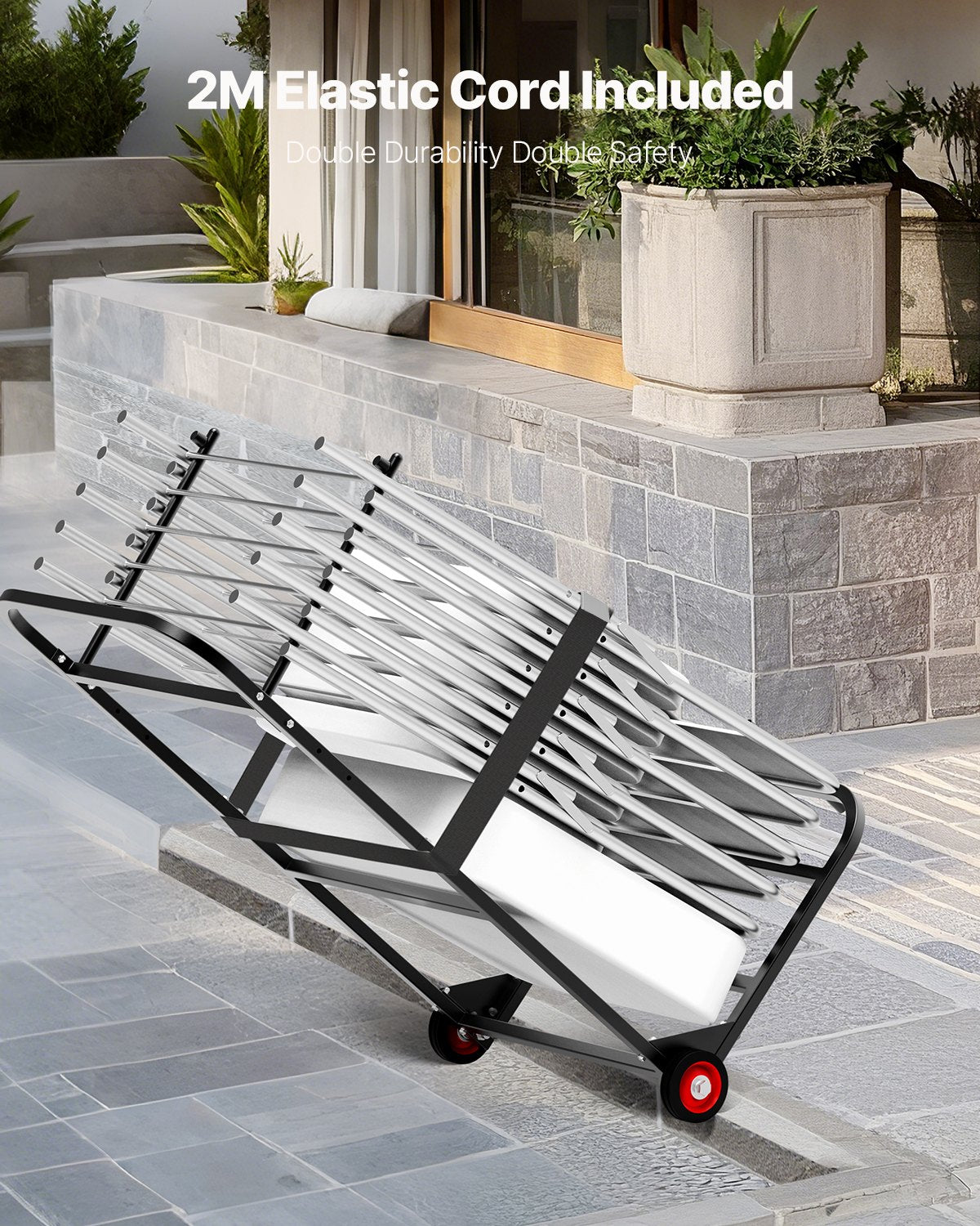 Folding Chair Cart for 10 Chairs, 100 lb Steel Chair Dolly – image 6