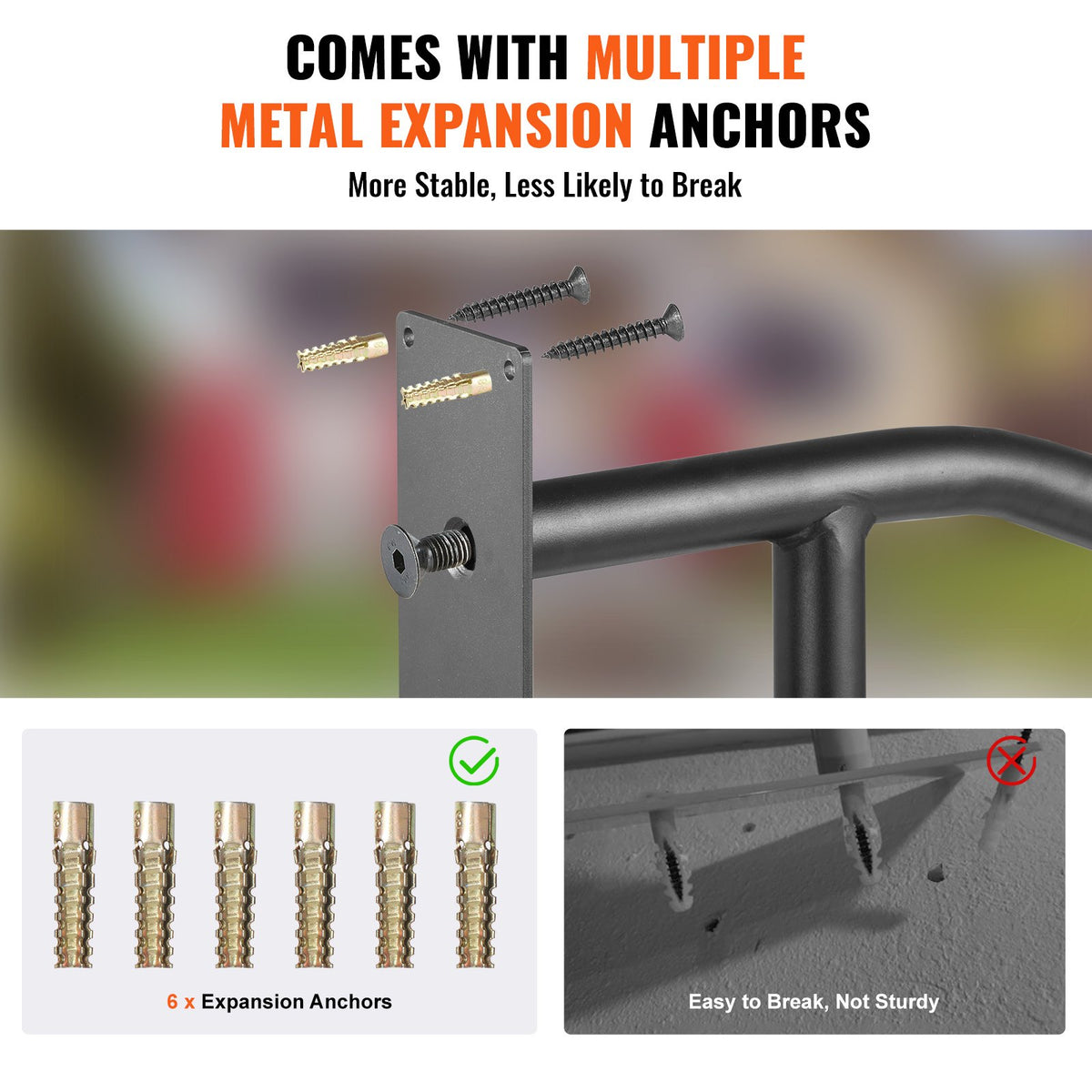 Wall Mount Step Handrail 29 Inch Matte Black 2 Pack