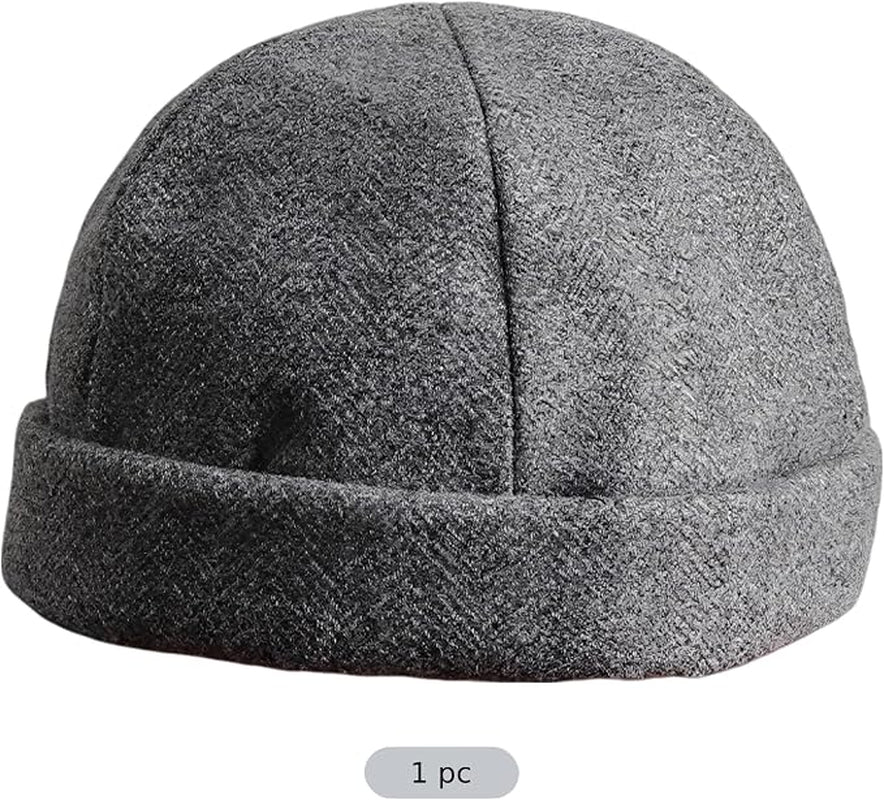 Wool Docker Hat, Gray Brimless Fisherman Beanie for Men & Women – image 4
