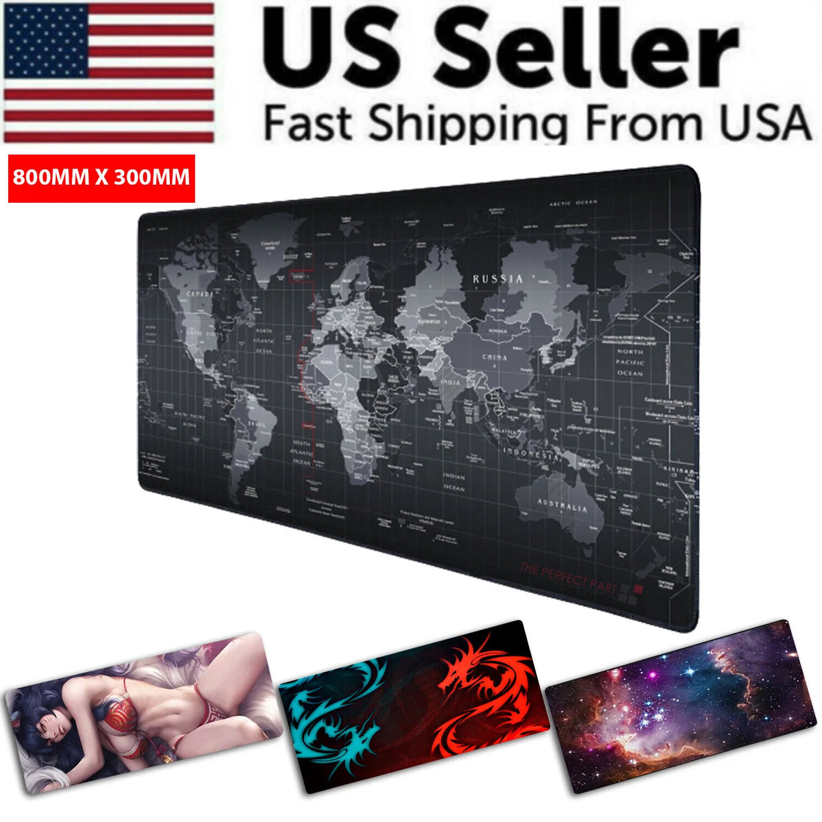 Extended Mouse Pad – 31 x 12 in Desk Mat, Stitched Edge