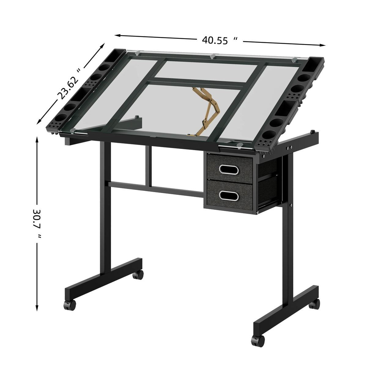 Adjustable Art Drawing Desk Craft Station with 2 Drawers and Wheels – image 5